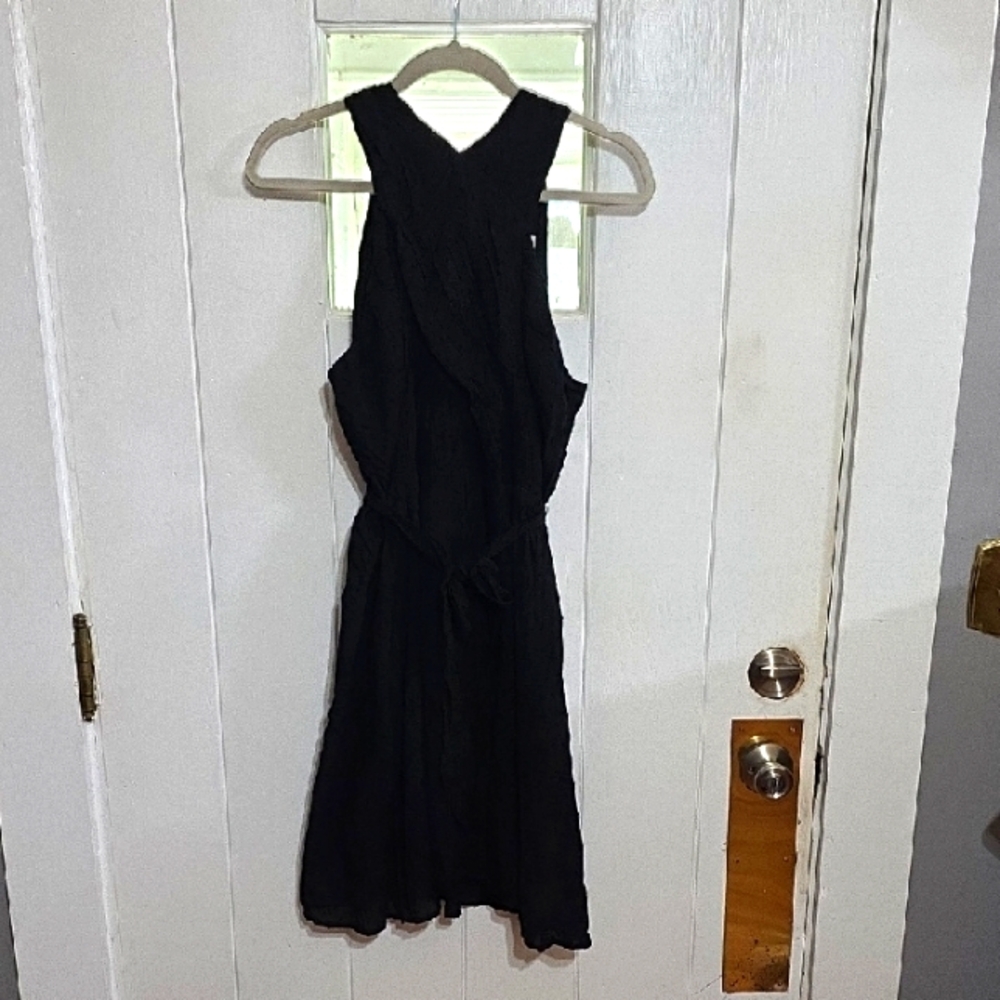 NWT LOFT Womens Dress Black Swiss Dots Belt Lined Zips Beach Cruisewear Sz 8 EUC